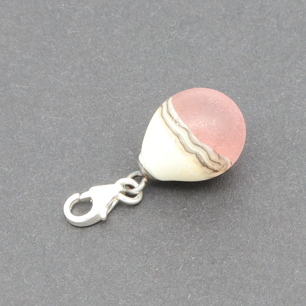 Frosted Pink & Silvered Ivory Droplet Charm