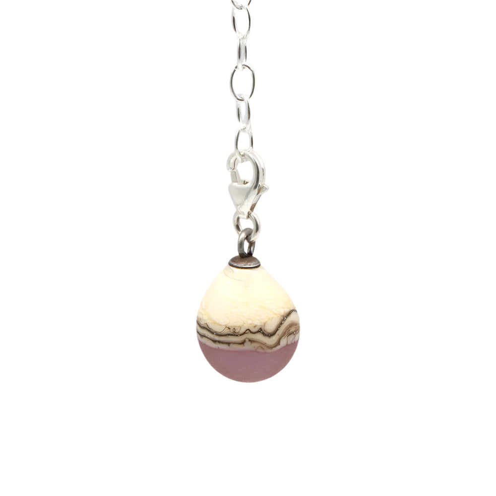 Frosted Pink & Silvered Ivory Droplet Charm