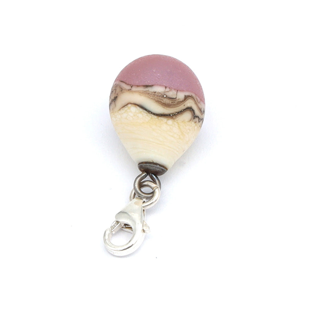 Frosted Pink & Silvered Ivory Droplet Charm