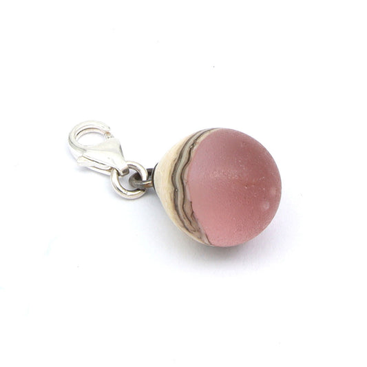 Frosted Pink & Silvered Ivory Droplet Charm