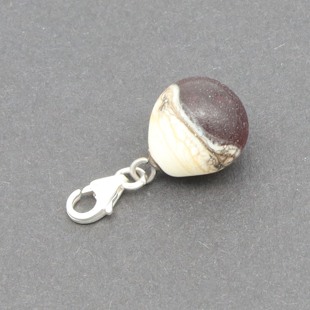 Frosted Purple & Silvered Ivory Droplet Charm