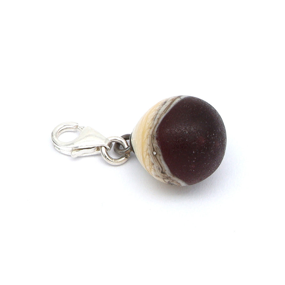 Frosted Purple & Silvered Ivory Droplet Charm