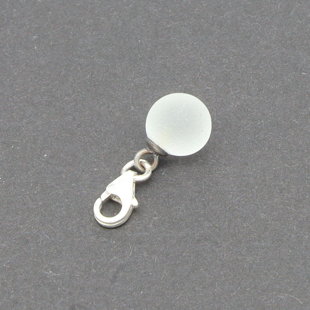 Frosted Clear Glass Tiny Ball Charm