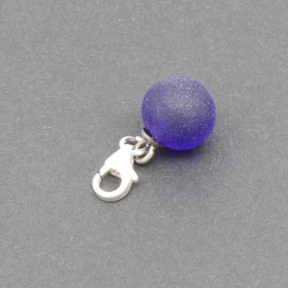 Frosted Dark Blue Glass Tiny Ball Charm
