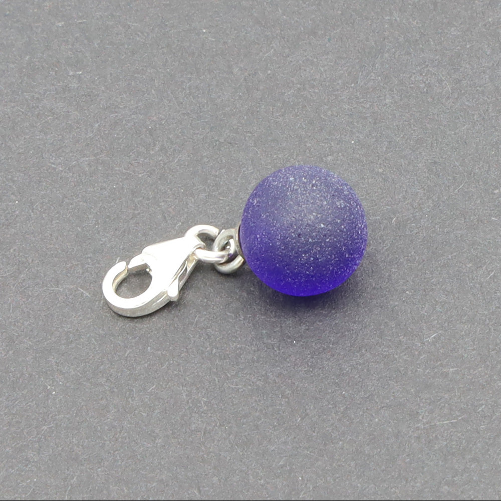 Frosted Dark Blue Glass Tiny Ball Charm
