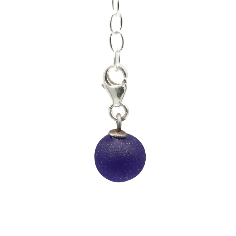 Frosted Dark Blue Glass Tiny Ball Charm