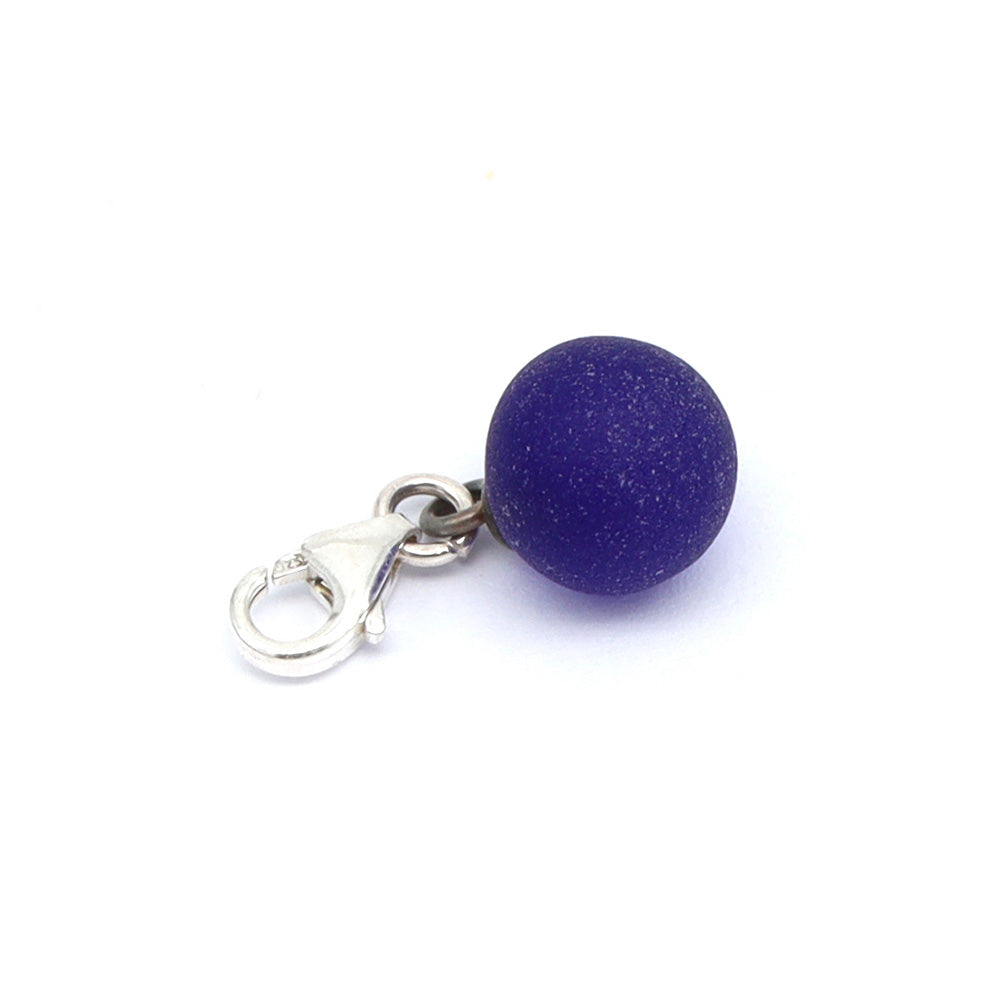 Frosted Dark Blue Glass Tiny Ball Charm