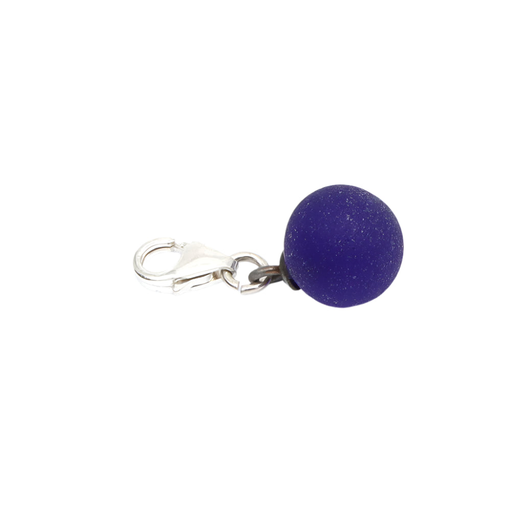 Frosted Dark Blue Glass Tiny Ball Charm