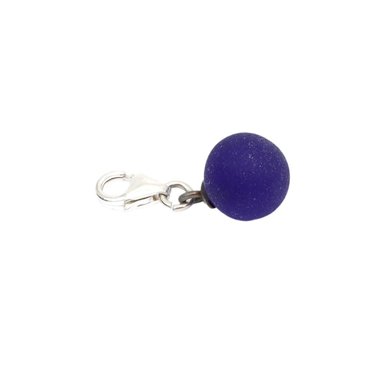 Frosted Dark Blue Glass Tiny Ball Charm