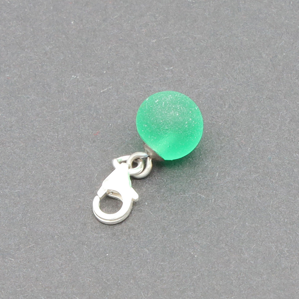 Frosted Green Glass Tiny Ball Charm