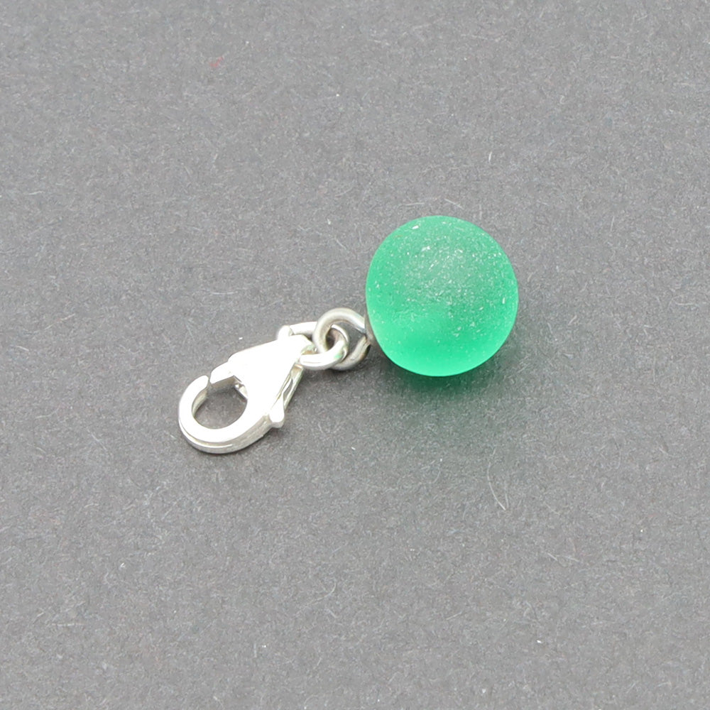 Frosted Green Glass Tiny Ball Charm