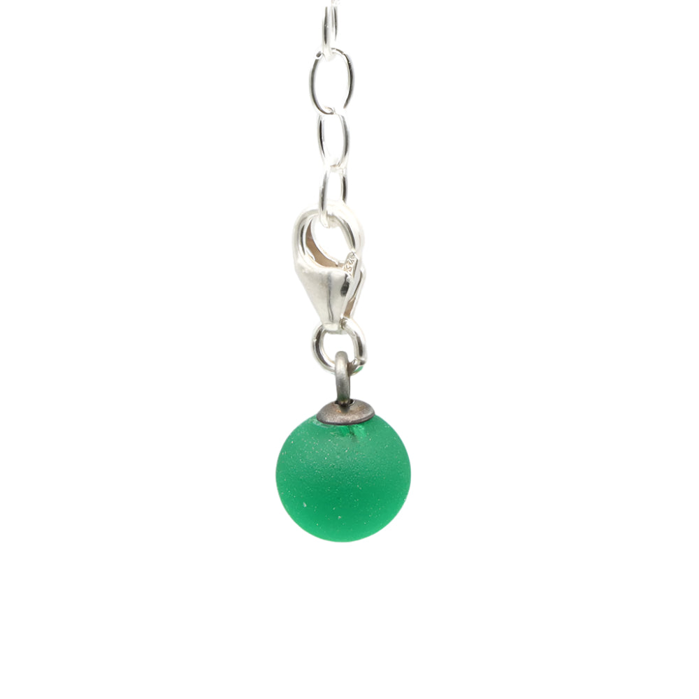 Frosted Green Glass Tiny Ball Charm