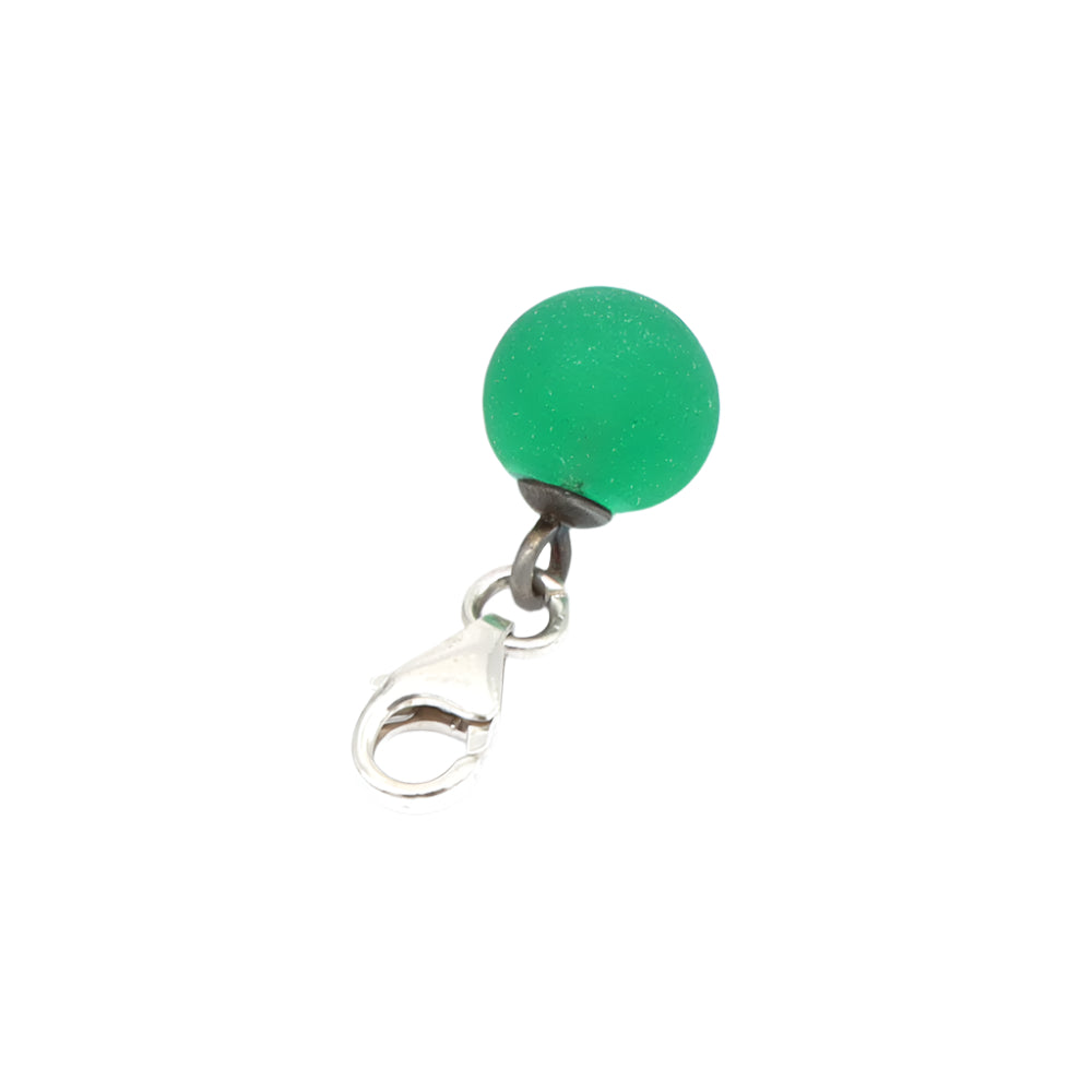 Frosted Green Glass Tiny Ball Charm