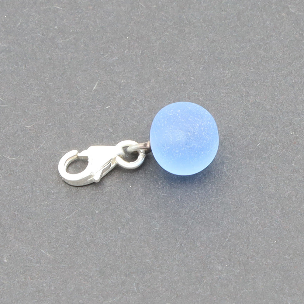 Frosted Mid Blue Glass Tiny Ball Charm