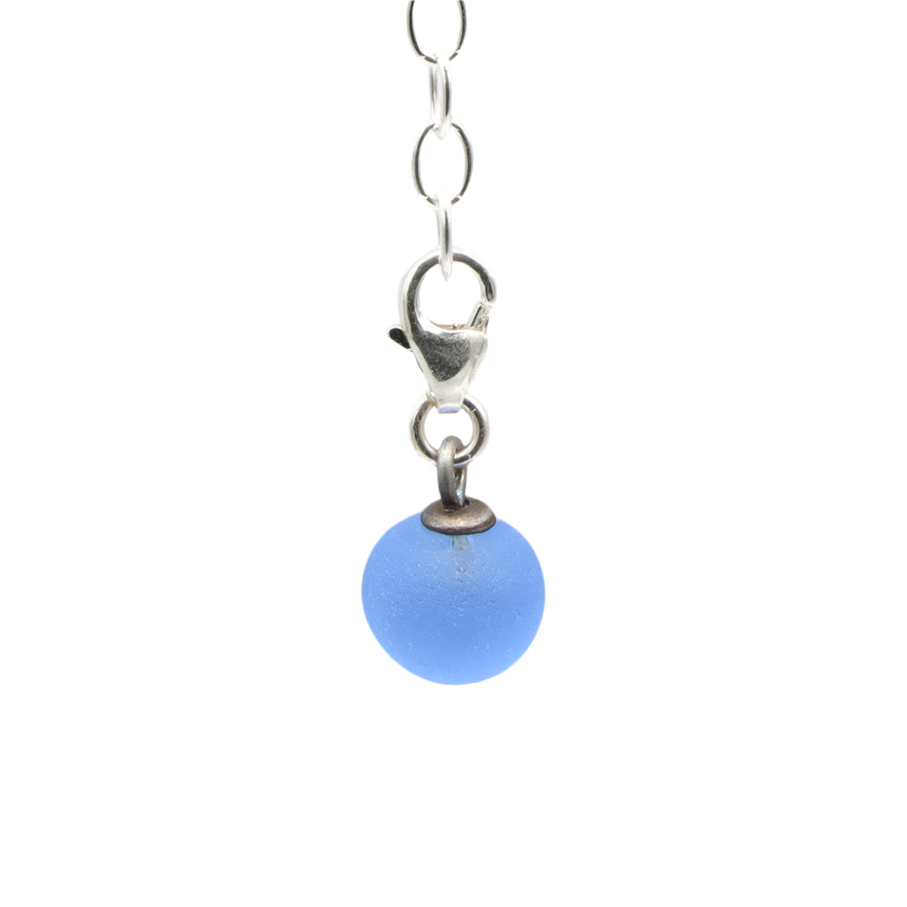 Frosted Mid Blue Glass Tiny Ball Charm