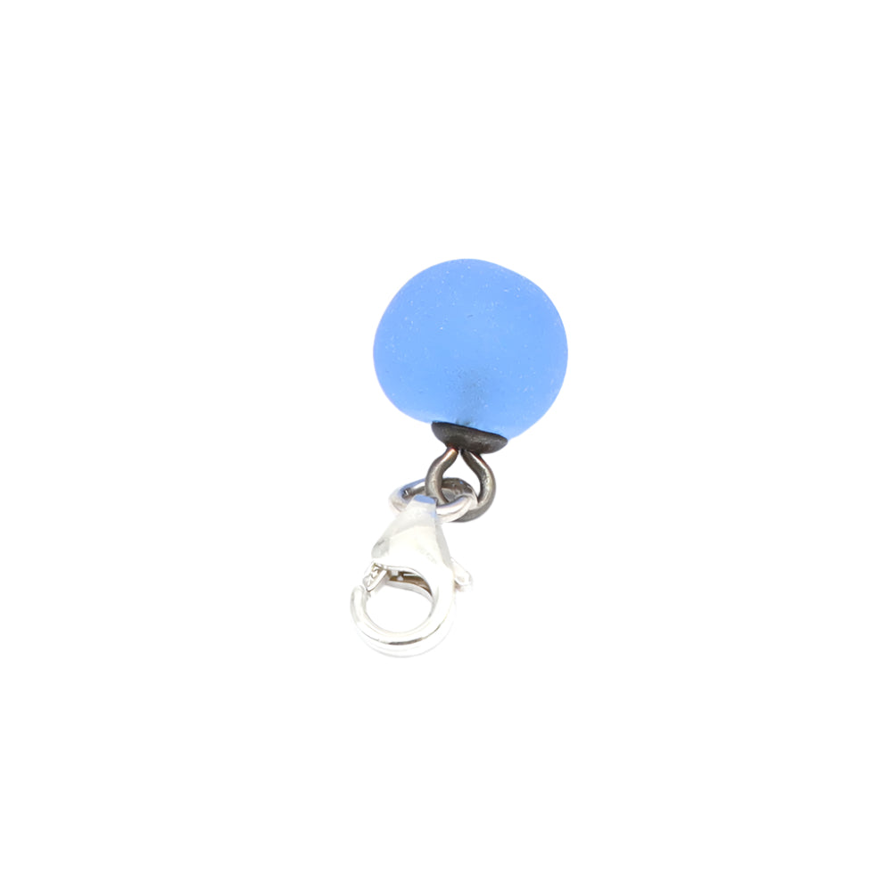 Frosted Mid Blue Glass Tiny Ball Charm
