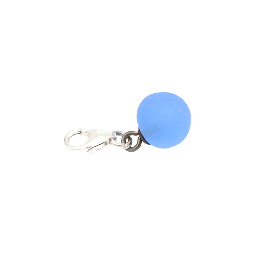 Frosted Mid Blue Glass Tiny Ball Charm