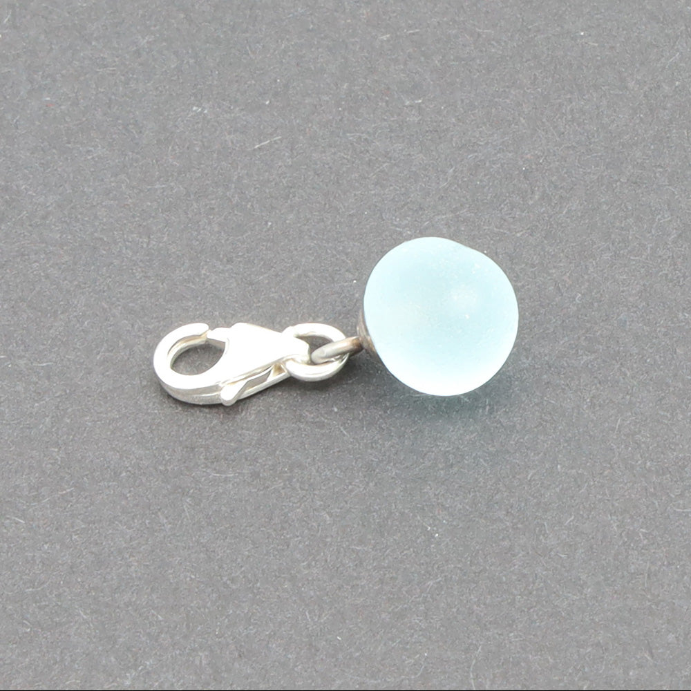 Frosted Pale Blue Glass Tiny Ball Charm