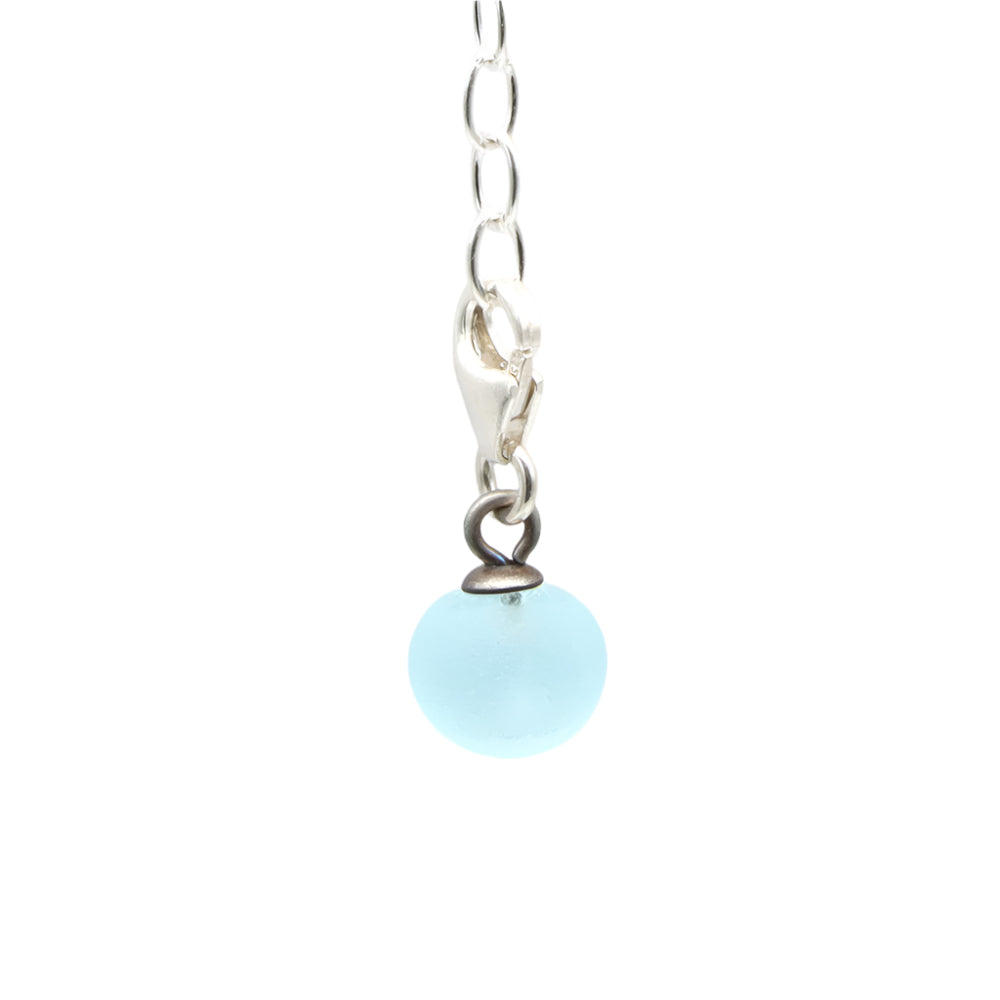 Frosted Pale Blue Glass Tiny Ball Charm