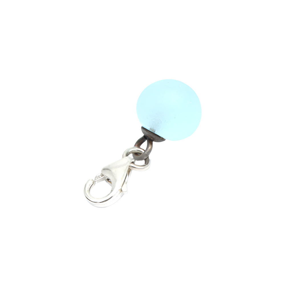 Frosted Pale Blue Glass Tiny Ball Charm