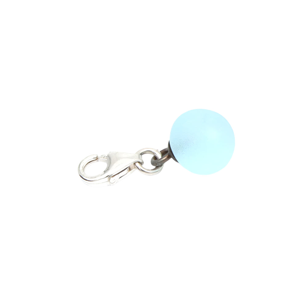 Frosted Pale Blue Glass Tiny Ball Charm