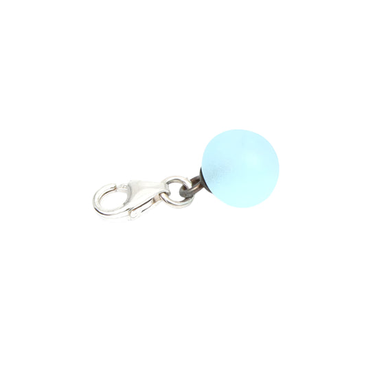 Frosted Pale Blue Glass Tiny Ball Charm