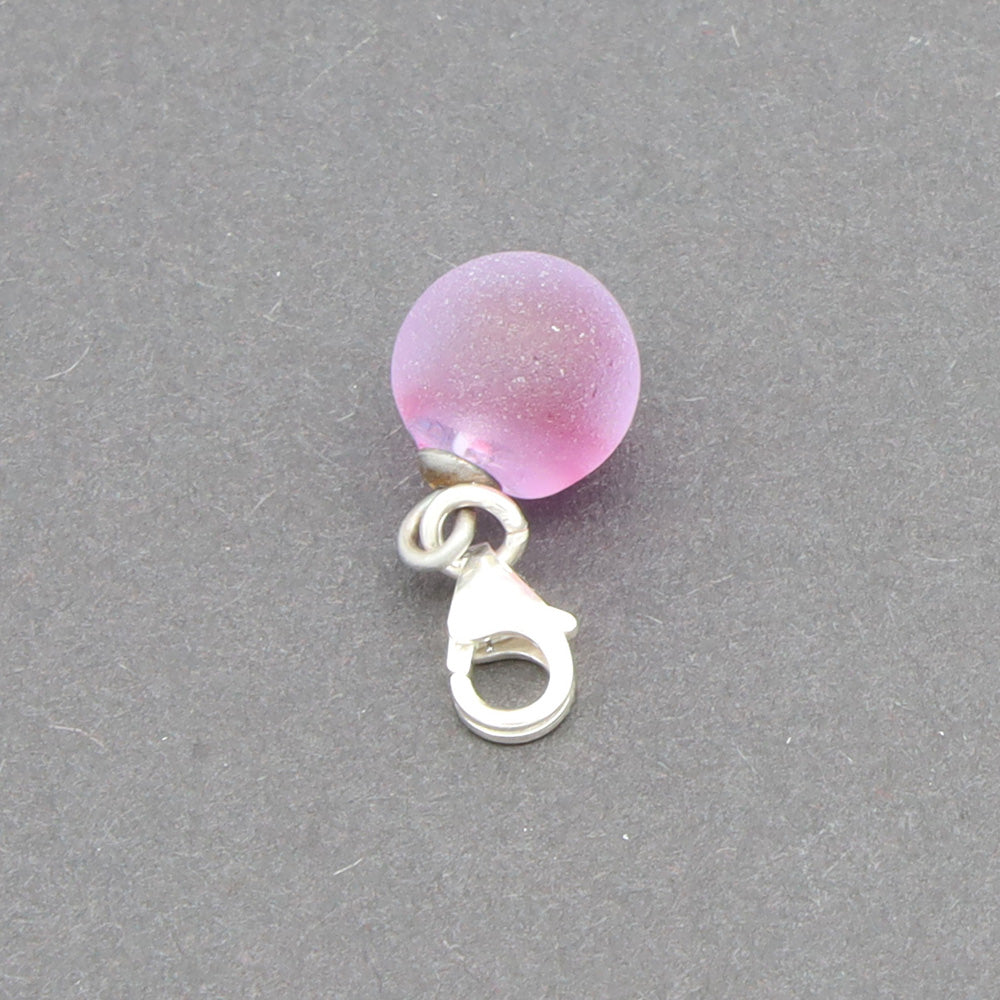 Frosted Pink Glass Tiny Ball Charm