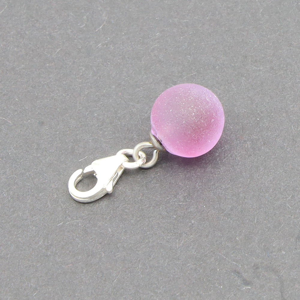 Frosted Pink Glass Tiny Ball Charm
