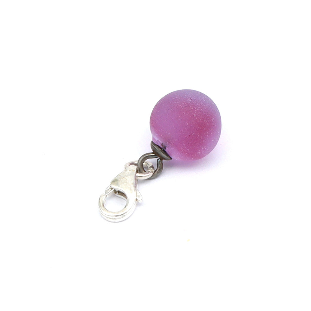 Frosted Pink Glass Tiny Ball Charm