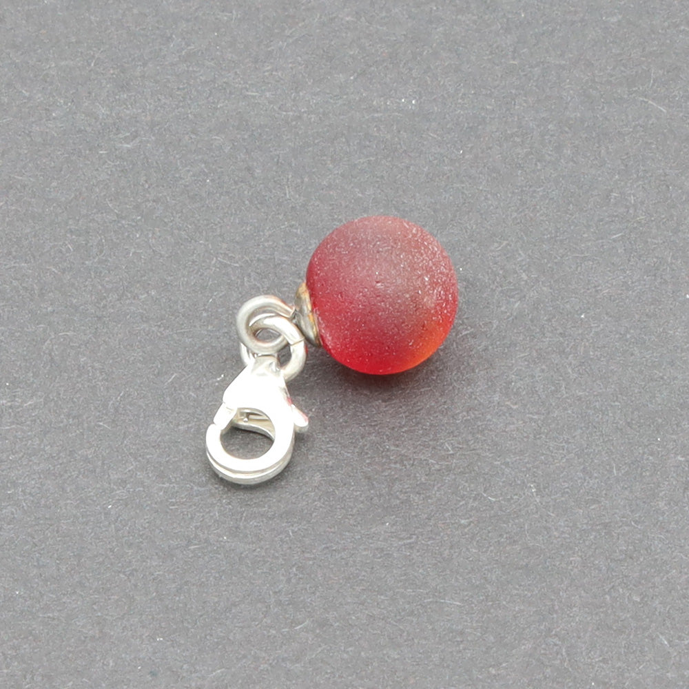 Frosted Red Glass Tiny Ball Charm