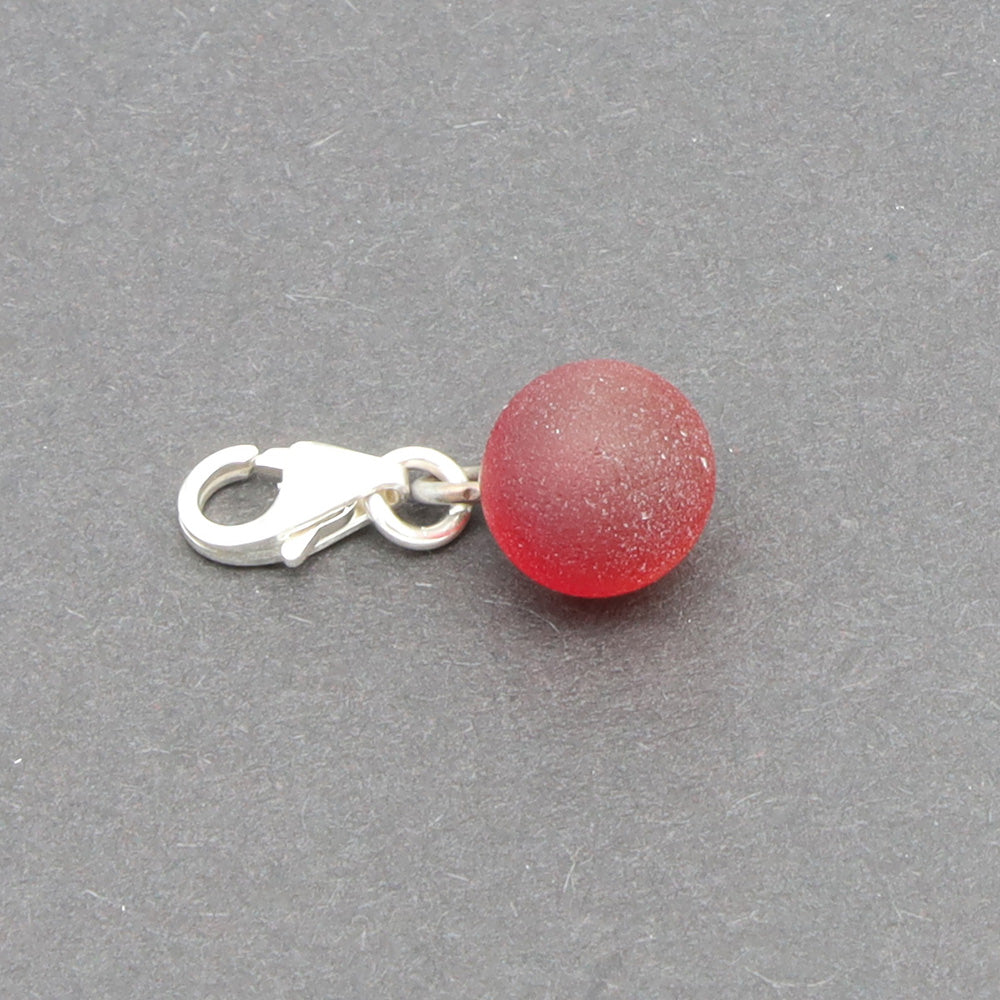 Frosted Red Glass Tiny Ball Charm