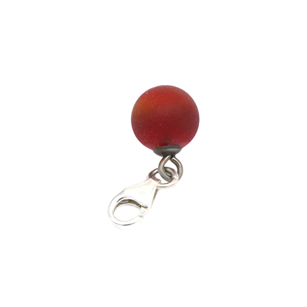 Frosted Red Glass Tiny Ball Charm