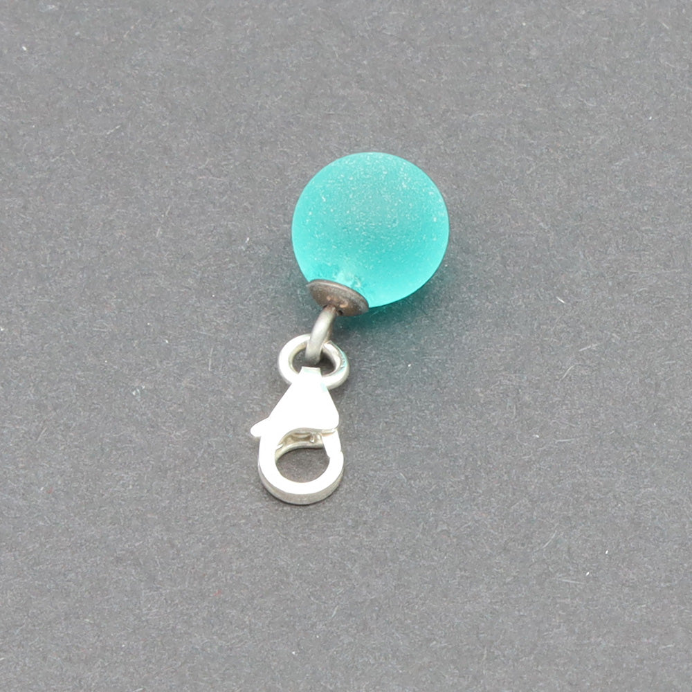 Frosted Teal Glass Tiny Ball Charm