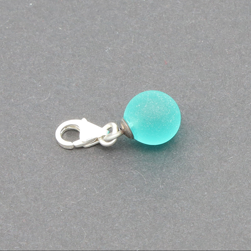 Frosted Teal Glass Tiny Ball Charm