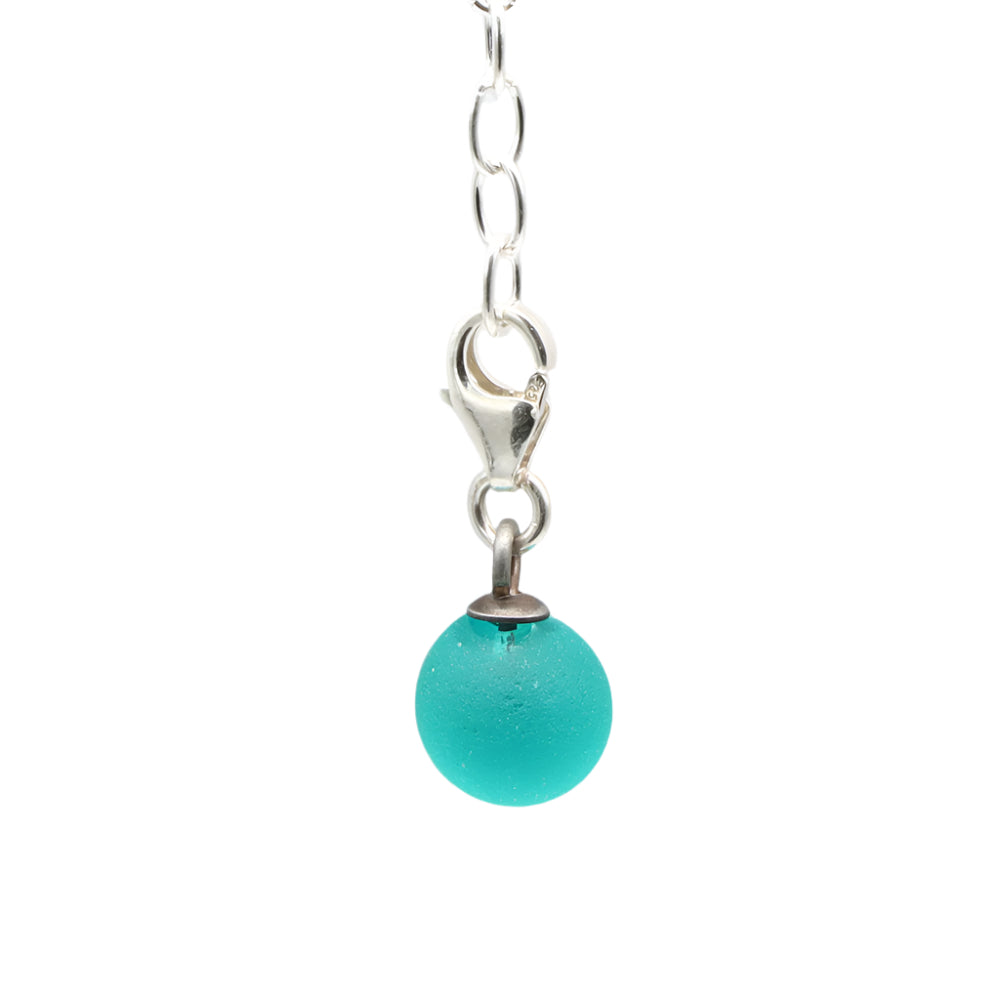 Frosted Teal Glass Tiny Ball Charm