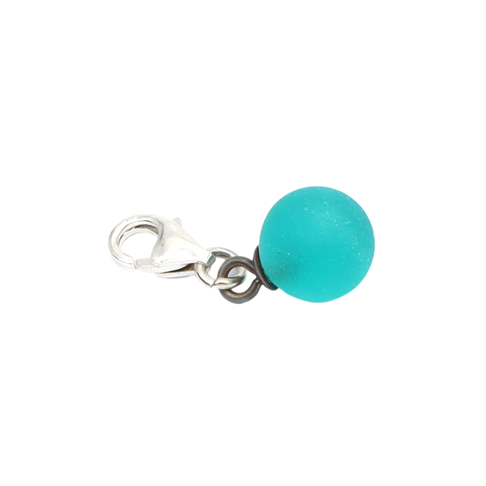 Frosted Teal Glass Tiny Ball Charm