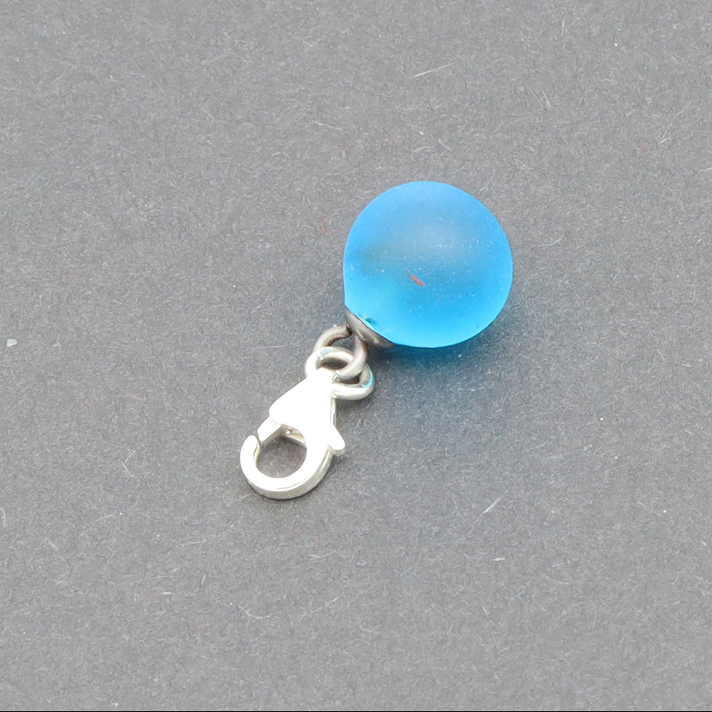 Frosted Turquoise Glass Tiny Ball Charm