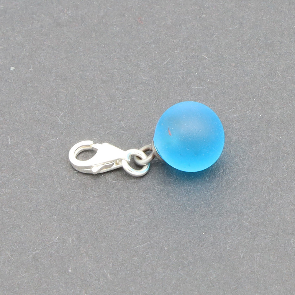 Frosted Turquoise Glass Tiny Ball Charm