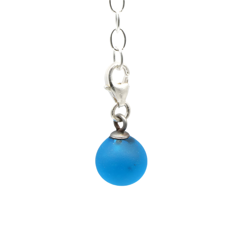 Frosted Turquoise Glass Tiny Ball Charm