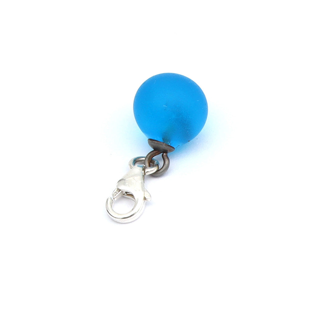 Frosted Turquoise Glass Tiny Ball Charm