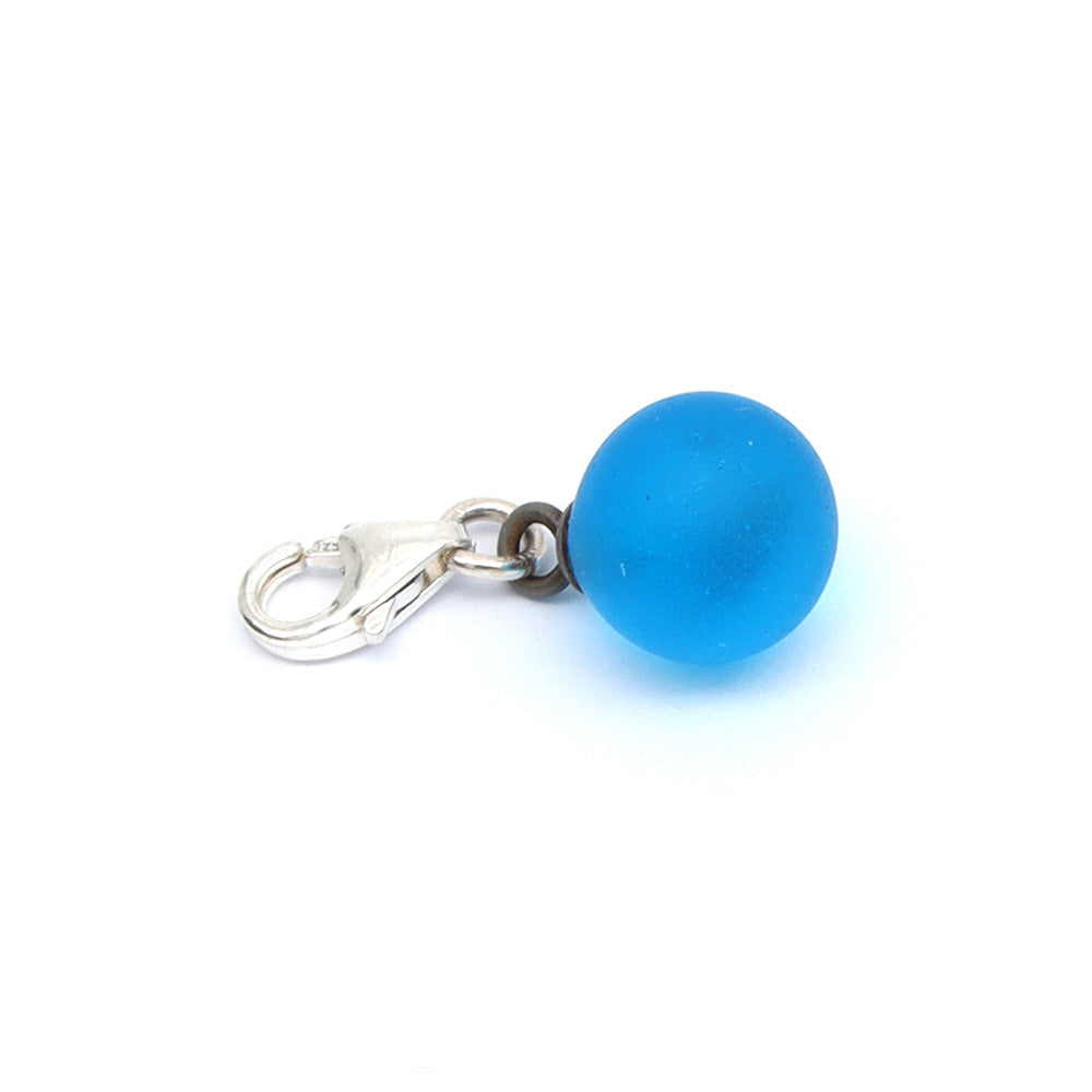 Frosted Turquoise Glass Tiny Ball Charm