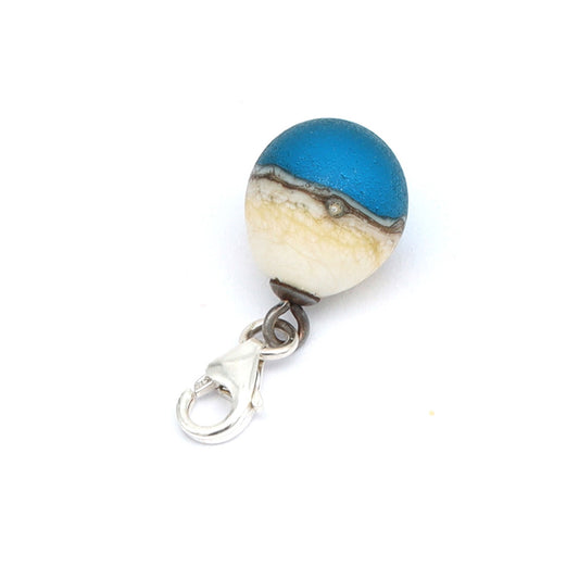 Frosted Turquoise & Silvered Ivory Droplet Charm
