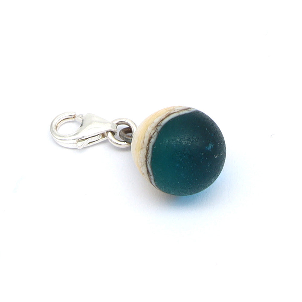 Frosted Turquoise & Silvered Ivory Droplet Charm