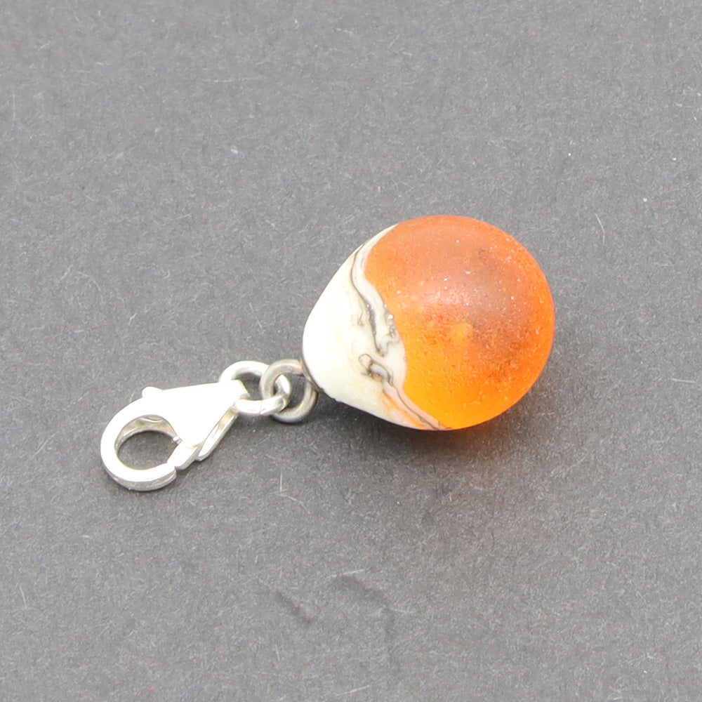 Frosted Yellow & Silvered Ivory Droplet Charm