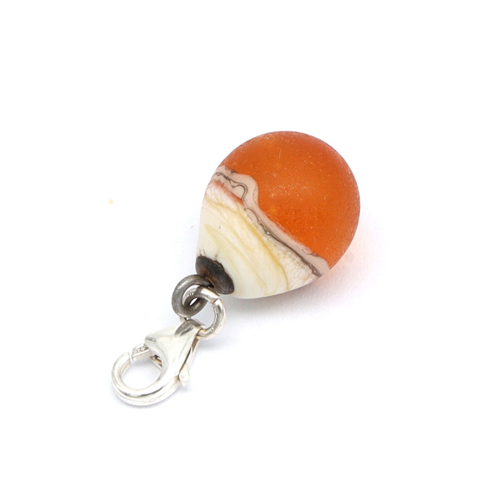 Frosted Yellow & Silvered Ivory Droplet Charm