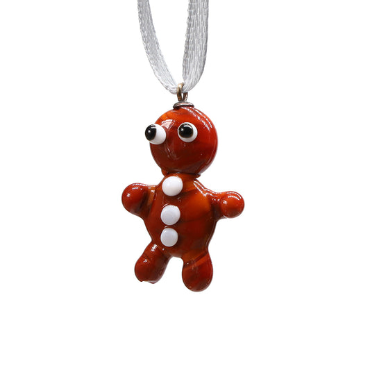 Tiny Glass Gingerbread Man Hanging Decoration
