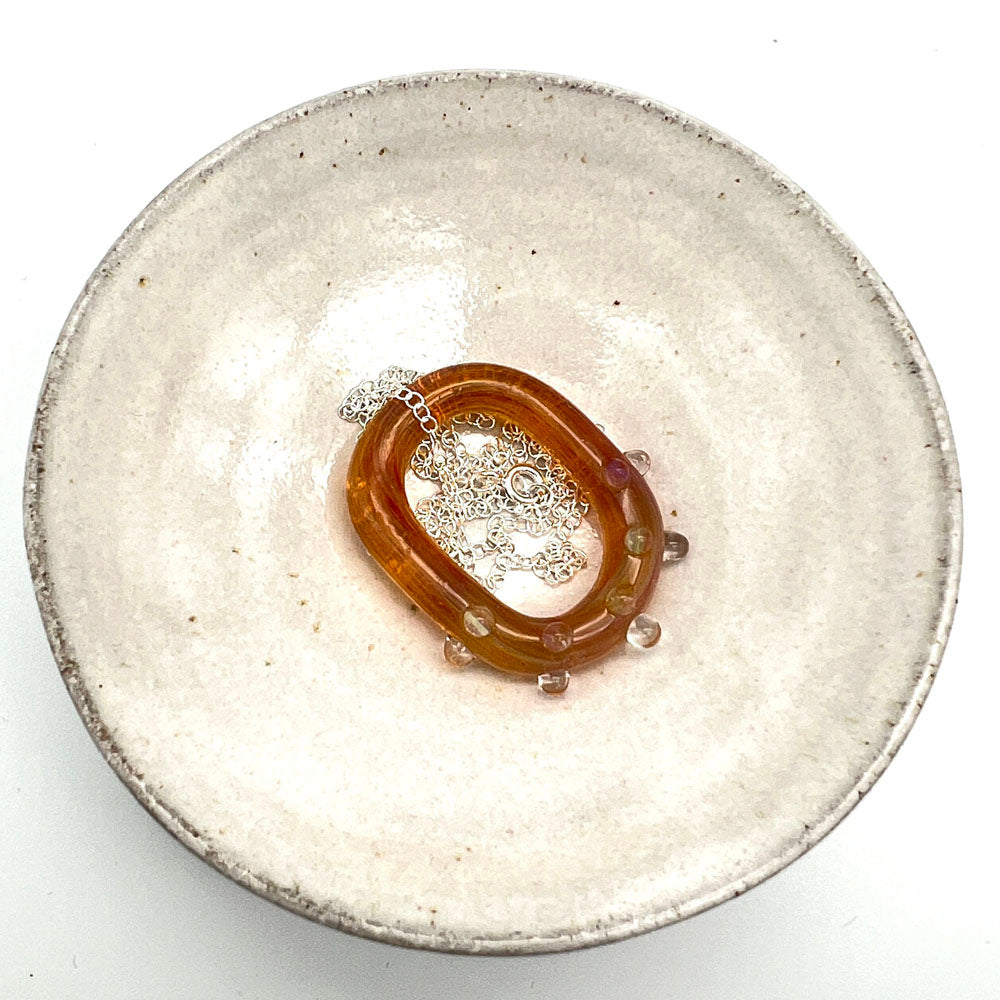 Golden Water Droplet Glass Link Necklace