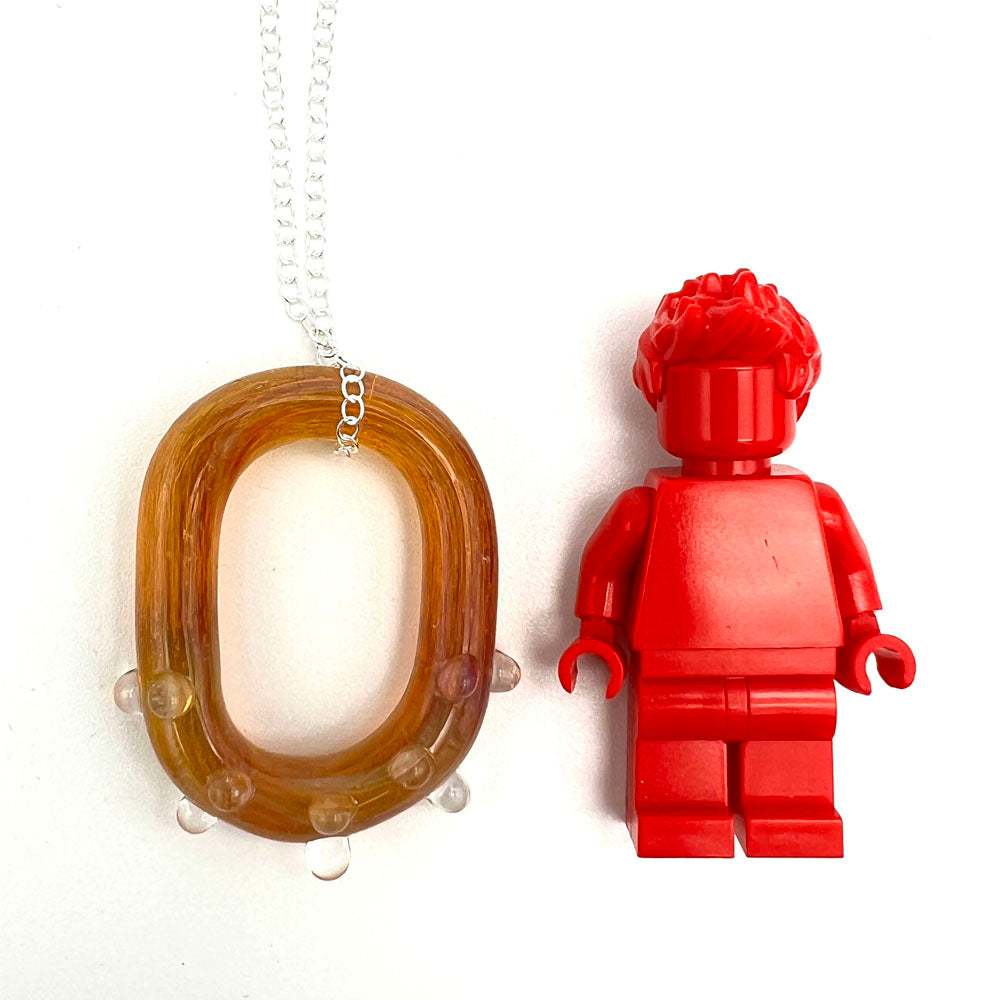 Golden Water Droplet Glass Link Necklace