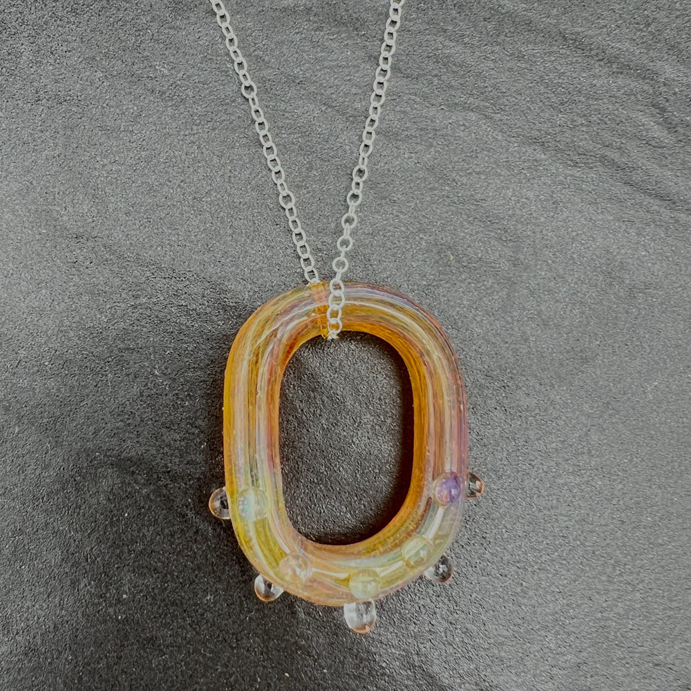 Golden Water Droplet Glass Link Necklace