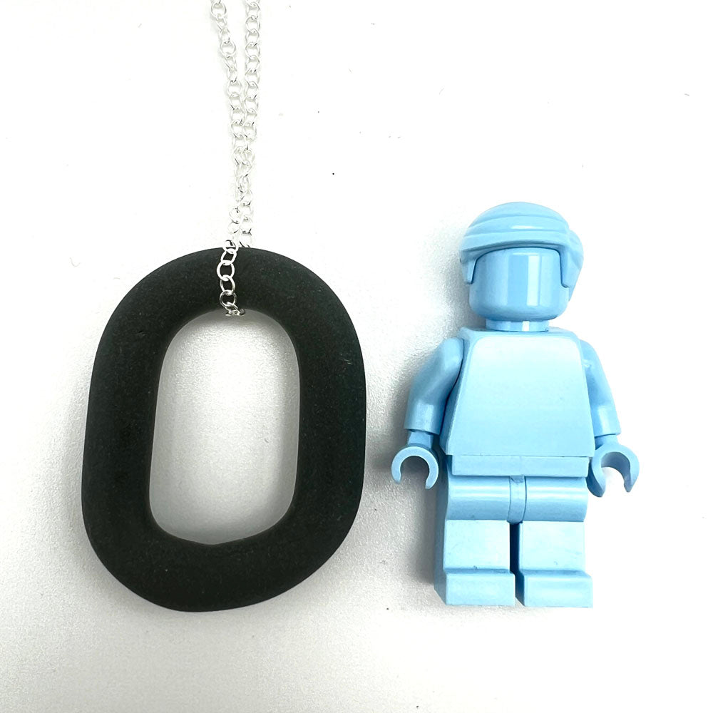 Frosted Gray Glass Link Necklace